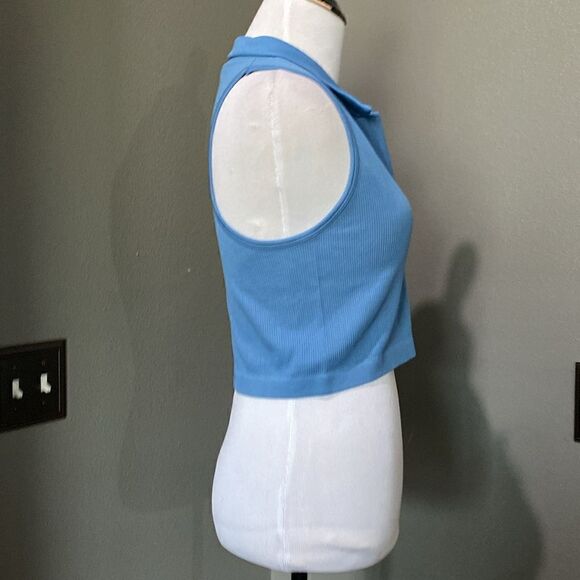NEW 90 Degrees Sleeveless Ribbed Polo Crop Top - Picture 4 of 9